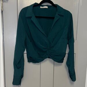 Abercrombie & Fitch Dark Green Twist Front Blouse